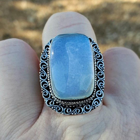 New Rainbow Dichroic Glass 925 Silver Statement Ring. - Picture 15 of 15